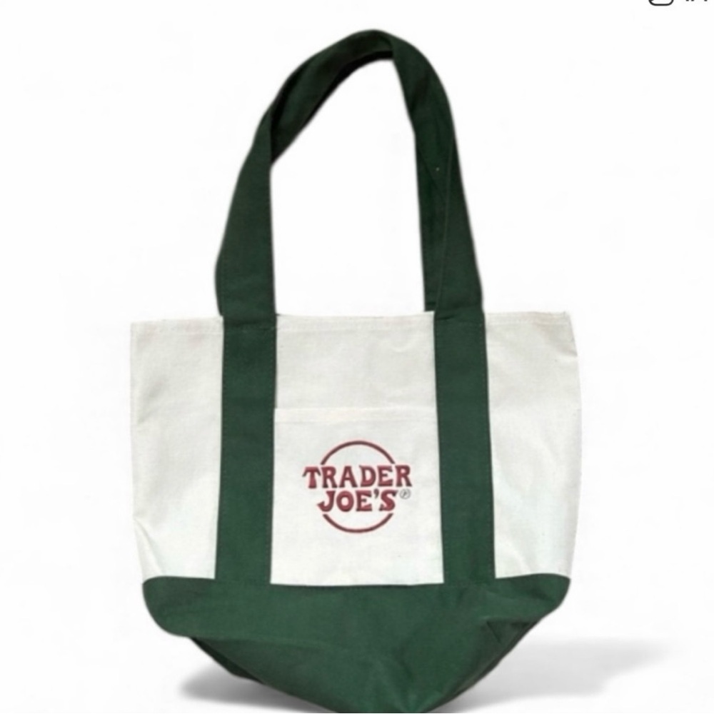 Trader Joe's mini Green and White Tote Bag